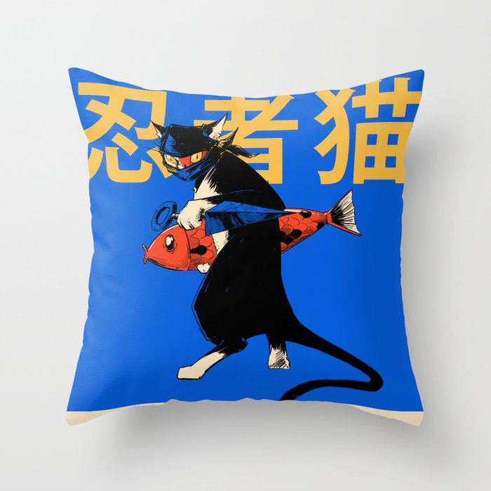 Neko Ninja Throw Pillow Gallery Image 6