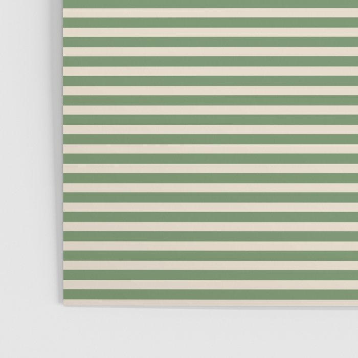 Ultra Fine Stripe Narrow Pinstripe Pattern in Vintage Green and Beige Poster Gallery Image 3