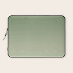 Ultra Fine Stripe Narrow Pinstripe Pattern in Vintage Green and Beige Laptop Sleeve Gallery Image 1