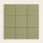 Ultra Fine Stripe Narrow Pinstripe Pattern in Vintage Green and Beige Wood Wall Art Gallery Image 1
