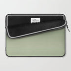 Ultra Fine Stripe Narrow Pinstripe Pattern in Vintage Green and Beige Laptop Sleeve Gallery Image 2