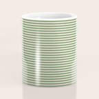 Ultra Fine Stripe Narrow Pinstripe Pattern in Vintage Green and Beige Coffee Mug Gallery Image 4