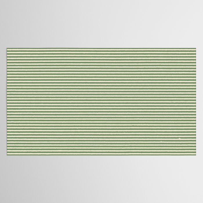 Ultra Fine Stripe Narrow Pinstripe Pattern in Vintage Green and Beige Tablecloth Gallery Image 2