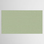 Ultra Fine Stripe Narrow Pinstripe Pattern in Vintage Green and Beige Tablecloth Gallery Image 2