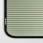 Ultra Fine Stripe Narrow Pinstripe Pattern in Vintage Green and Beige Laptop Sleeve Gallery Image 3