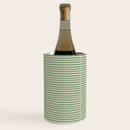 Ultra Fine Stripe Narrow Pinstripe Pattern in Vintage Green and Beige Wine Chiller Gallery Image 3