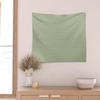 Ultra Fine Stripe Narrow Pinstripe Pattern in Vintage Green and Beige Wall Tapestry Gallery Image 2