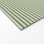 Ultra Fine Stripe Narrow Pinstripe Pattern in Vintage Green and Beige Welcome Mat Gallery Image 2