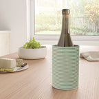 Ultra Fine Stripe Narrow Pinstripe Pattern in Vintage Green and Beige Wine Chiller Gallery Image 4