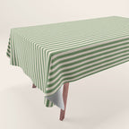 Ultra Fine Stripe Narrow Pinstripe Pattern in Vintage Green and Beige Tablecloth Gallery Image 1