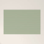 Ultra Fine Stripe Narrow Pinstripe Pattern in Vintage Green and Beige Welcome Mat Gallery Image 1
