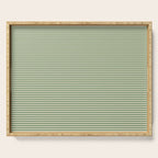 Ultra Fine Stripe Narrow Pinstripe Pattern in Vintage Green and Beige Serving Tray Gallery Image 1