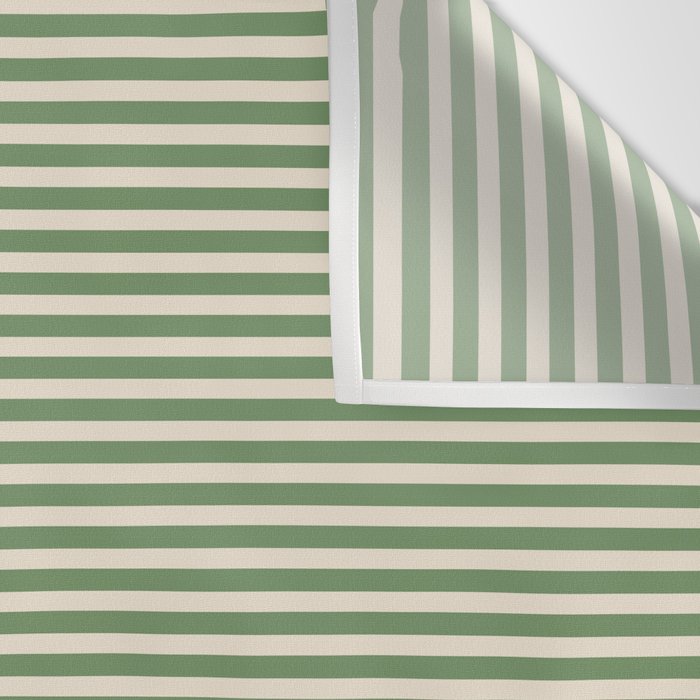 Ultra Fine Stripe Narrow Pinstripe Pattern in Vintage Green and Beige Wall Tapestry Gallery Image 3