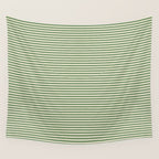 Ultra Fine Stripe Narrow Pinstripe Pattern in Vintage Green and Beige Wall Tapestry Gallery Image 4