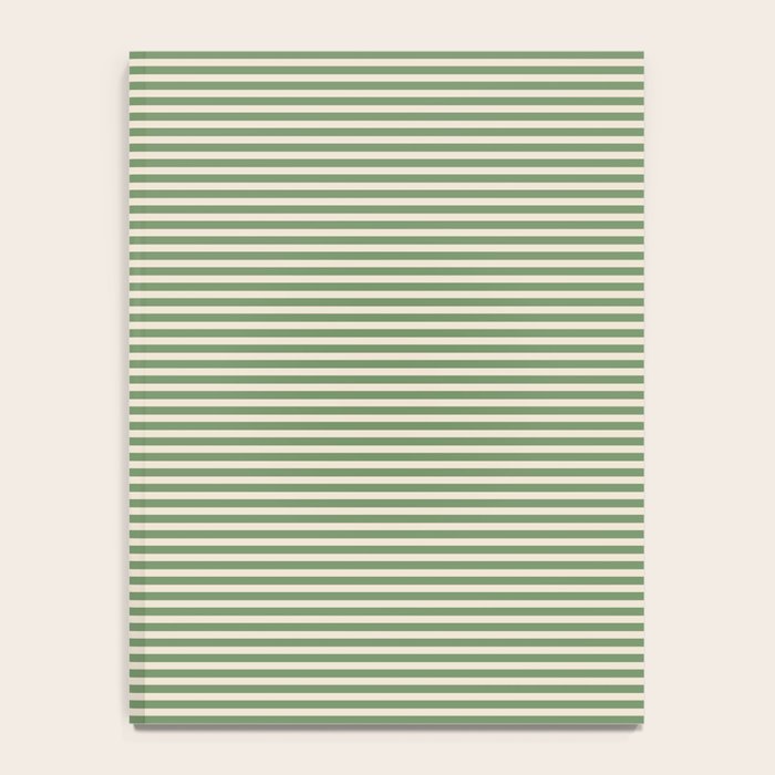 Ultra Fine Stripe Narrow Pinstripe Pattern in Vintage Green and Beige Notebook Gallery Image 4
