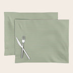 Ultra Fine Stripe Narrow Pinstripe Pattern in Vintage Green and Beige Placemat Gallery Image 1