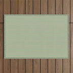 Ultra Fine Stripe Narrow Pinstripe Pattern in Vintage Green and Beige Outdoor Rug Gallery Image 1