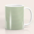 Ultra Fine Stripe Narrow Pinstripe Pattern in Vintage Green and Beige Coffee Mug Gallery Image 1