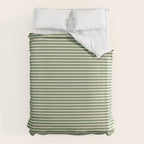 Ultra Fine Stripe Narrow Pinstripe Pattern in Vintage Green and Beige Duvet Cover Gallery Image 6