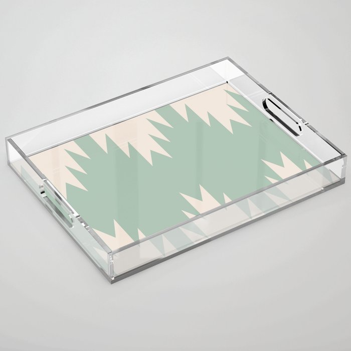Geometric Southwestern Minimalism - Neutral Sage Green Acrylic Tray Gallery Image 1