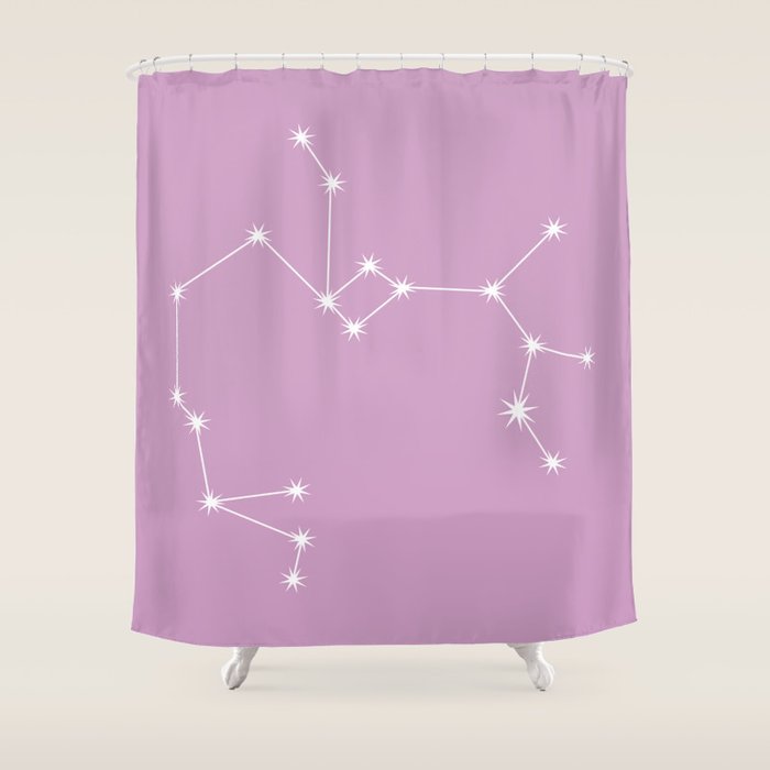 Sagittarius Zodiac Star Constellation Line Art Pastel Lilac Shower Curtain Gallery Image 1
