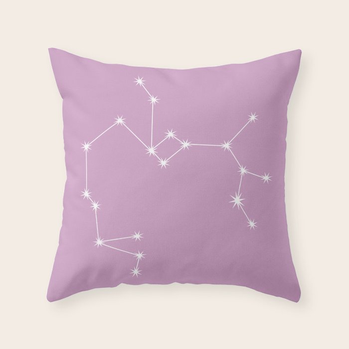 Sagittarius Zodiac Star Constellation Line Art Pastel Lilac Throw Pillow Gallery Image 6