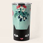 Mistletoe? (Black Cat) Travel Mug Gallery Image 1