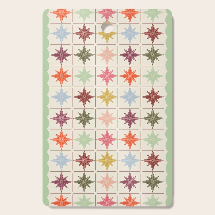 Scalloped Paper Stars Tiles Cutting Board Gallery Image 1