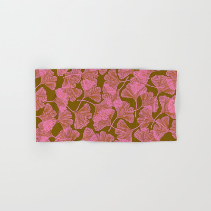 Pink Ginkgo Leaf Pattern Bath Towel Gallery Image 1
