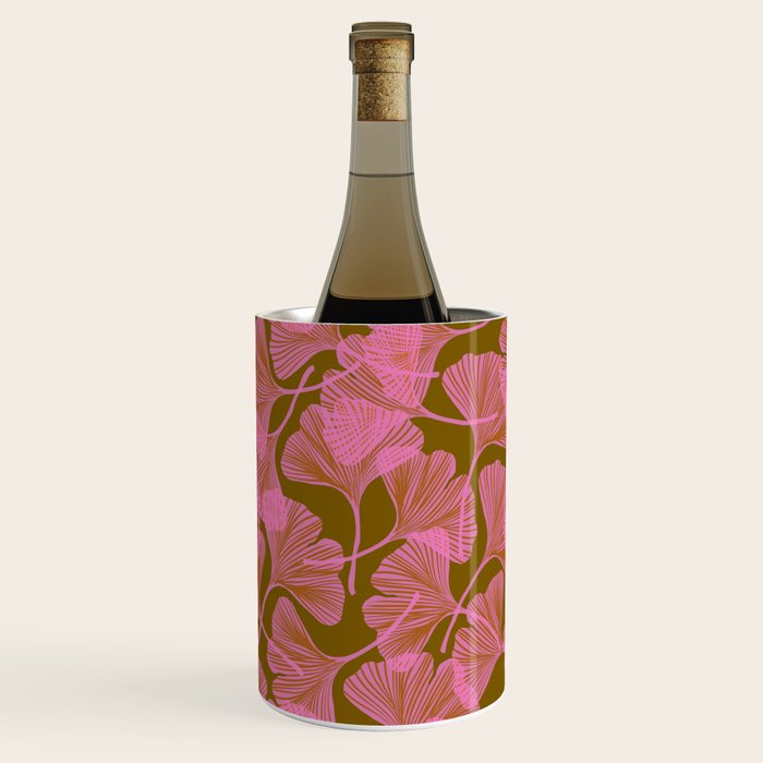 Pink Ginkgo Leaf Pattern Wine Chiller Gallery Image 3