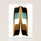 Mid Century Modern Liquid Watercolor Abstract / Faux Gold, Ocean Blue Teal, Brown, Black, White/ V1 Stationery Card Gallery Image 2