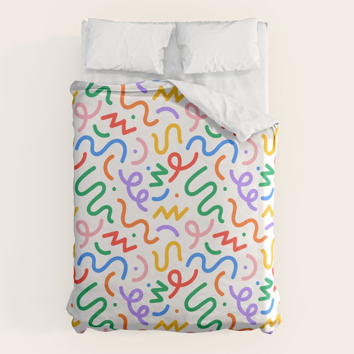 Colorful fun line doodle art pattern Duvet Cover Gallery Image 1