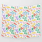 Colorful fun line doodle art pattern Wall Tapestry Gallery Image 4