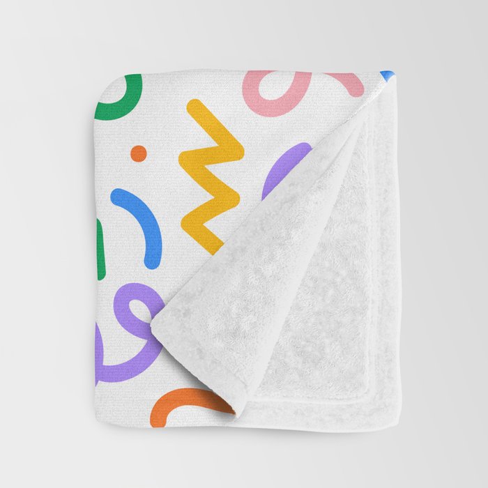 Colorful fun line doodle art pattern Throw Blanket Gallery Image 3