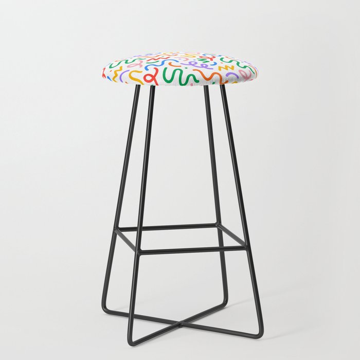 Colorful fun line doodle art pattern Stool Gallery Image 1