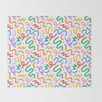 Colorful fun line doodle art pattern Throw Blanket Gallery Image 2