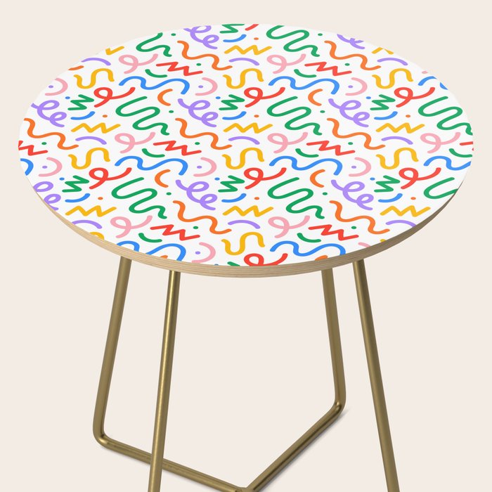 Colorful fun line doodle art pattern Side Table Gallery Image 2