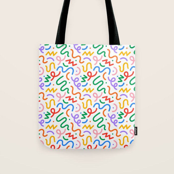 Colorful fun line doodle art pattern Tote Bag Gallery Image 1