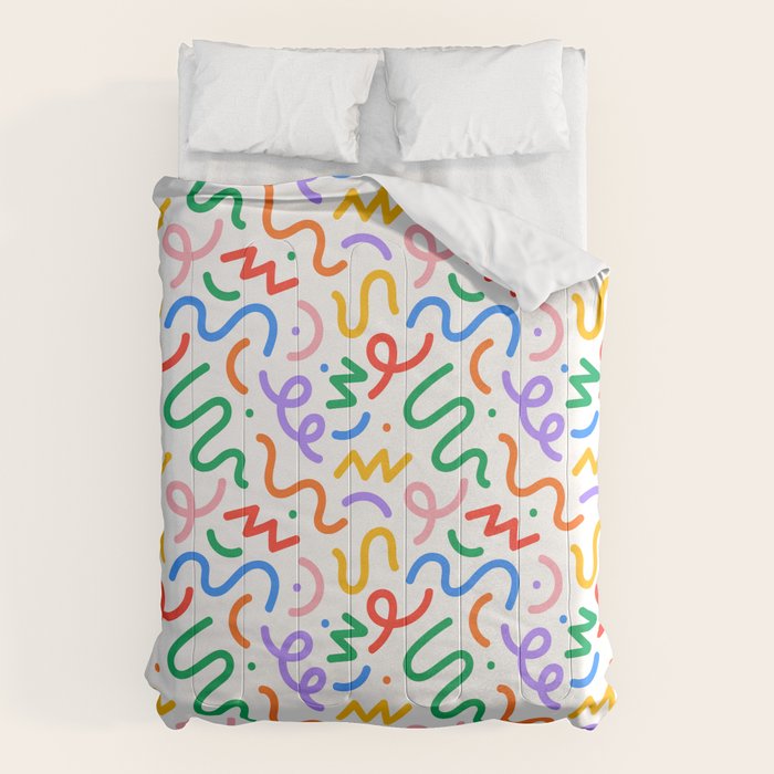 Colorful fun line doodle art pattern Comforter Gallery Image 1