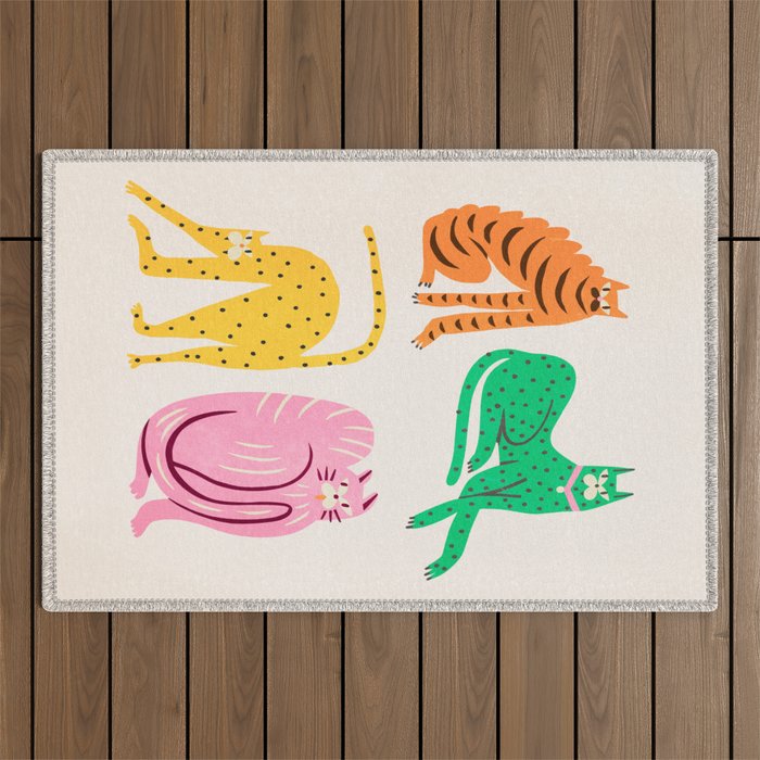 Pop Cats: Modern Collage Pop Art Outdoor Rug Gallery Image 1
