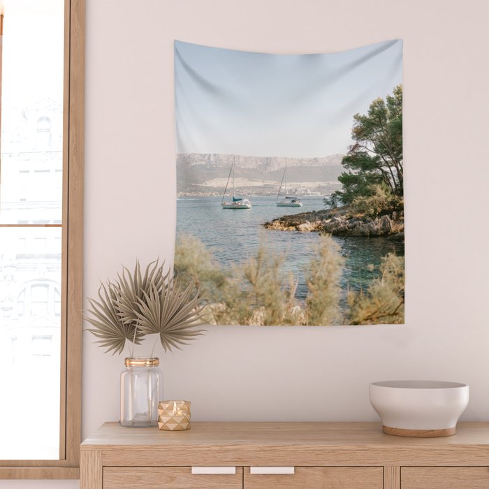 Marjan hill Split | Croatia ocean sea travel photography | Sailing Yacht  Wall Tapestry Gallery Image 2