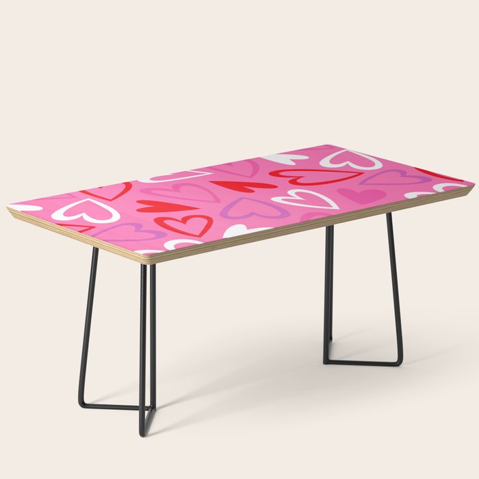 Pink love heart cartoon pattern Coffee Table Gallery Image 1
