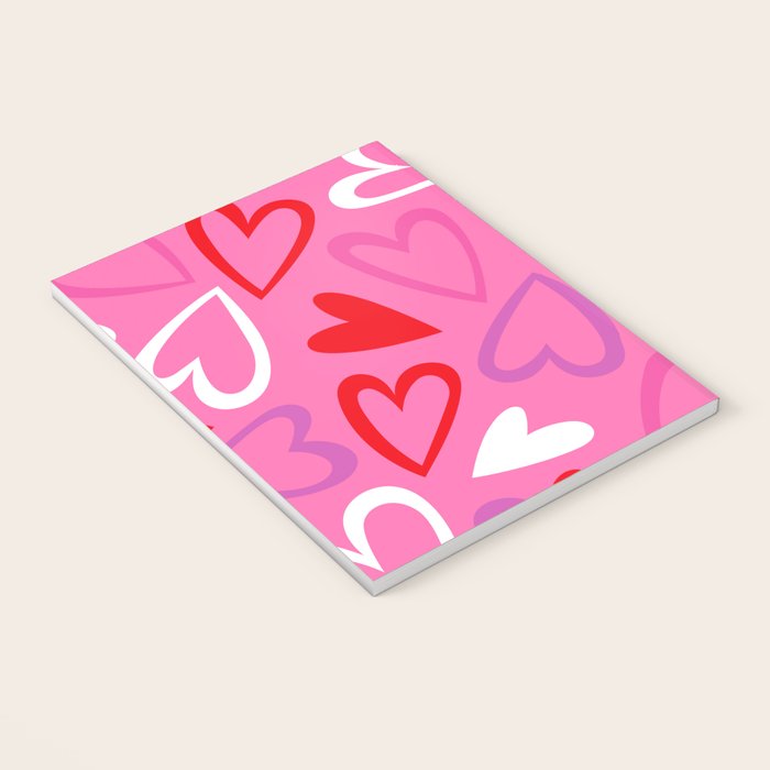 Pink love heart cartoon pattern Notebook Gallery Image 3