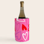 Pink love heart cartoon pattern Wine Chiller Gallery Image 1