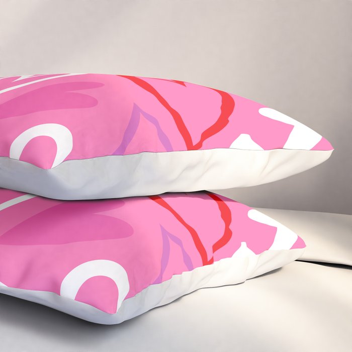 Pink love heart cartoon pattern Pillow Sham Gallery Image 3