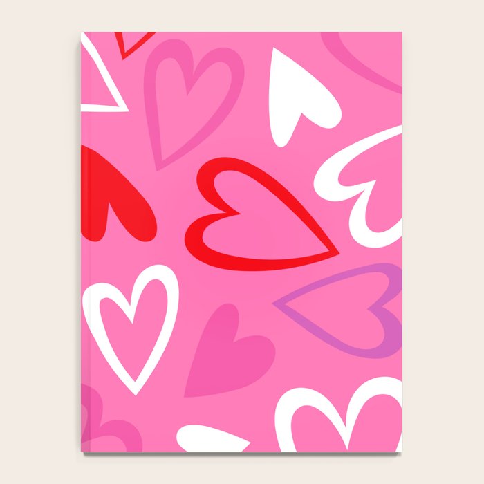 Pink love heart cartoon pattern Notebook Gallery Image 4