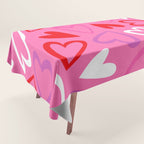 Pink love heart cartoon pattern Tablecloth Gallery Image 1