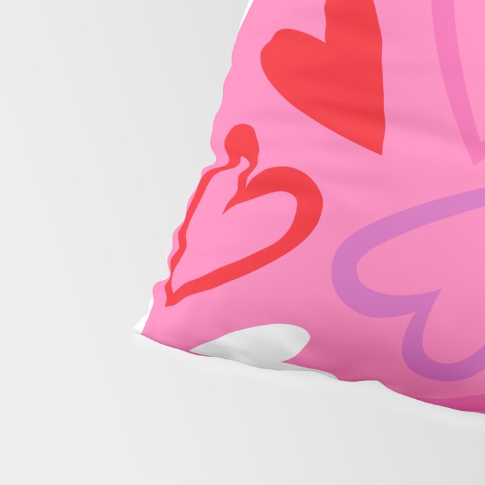 Pink love heart cartoon pattern Pillow Sham Gallery Image 4