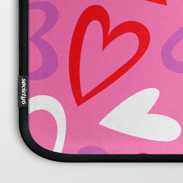 Pink love heart cartoon pattern Laptop Sleeve Gallery Image 3