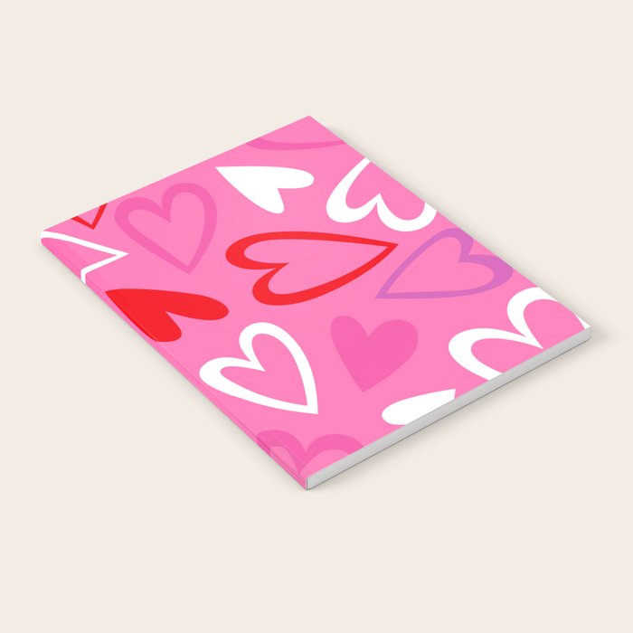 Pink love heart cartoon pattern Notebook Gallery Image 2